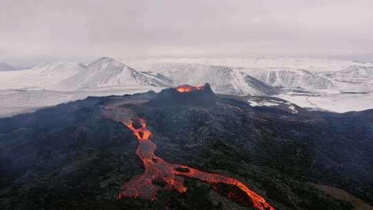 火山，熔岩，喷发，无人机