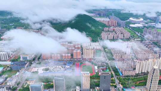 航拍枣庄云端上的新城市政府驻地