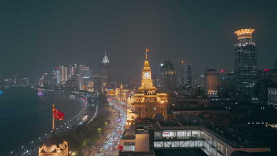 城市万国建筑群外滩夜景