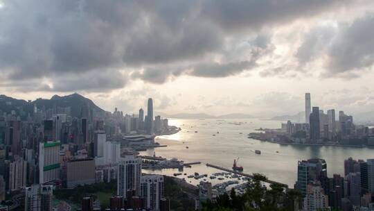 阴天的香港景城海港