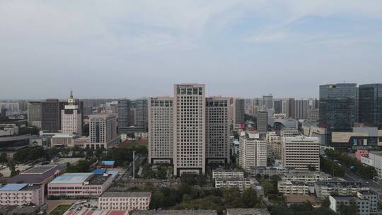 航拍河北石家庄城市风光