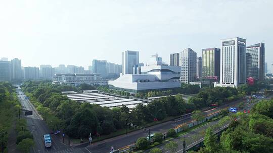 航拍杭州滨江市区现代城市风光视频素材模板下载