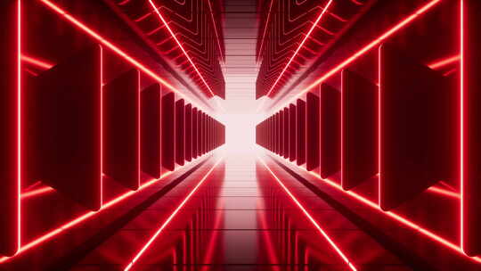 红色渐变的霓虹隧道背景动画