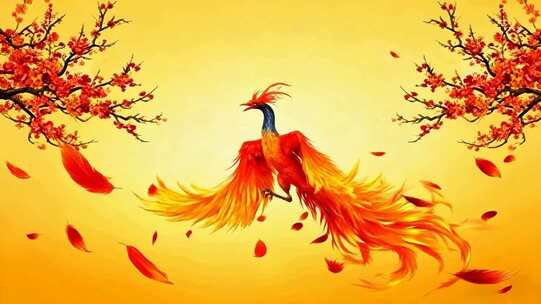 凤凰梅花古风背景素材