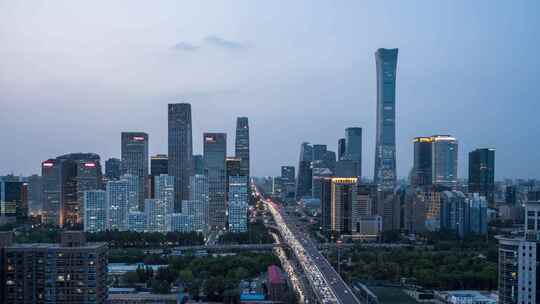 北京CBD国贸夜景日夜4K延时摄影