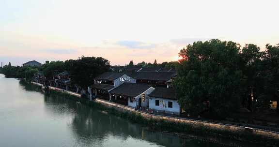 京杭大运河杭州段江南水乡沿河建筑 塘栖