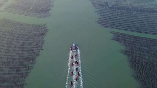 大海渔船出海 起航 捕鱼 海上劳作