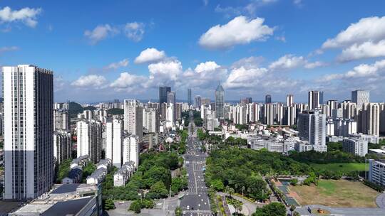 广西柳州文昌路城市大景交通航拍