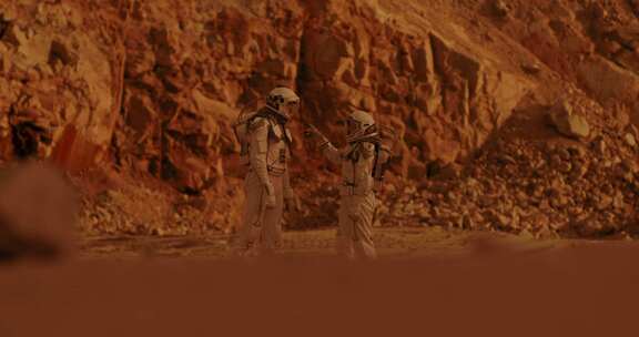 宇航员，宇航员服，站立，火星
