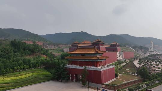 洛阳宫殿建筑灵山寺航拍