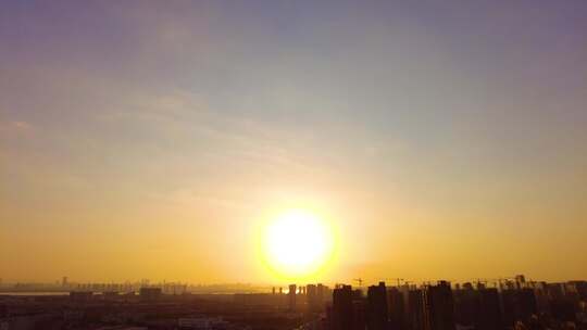 城市夕阳西下日转夜延时摄影风景视频素材