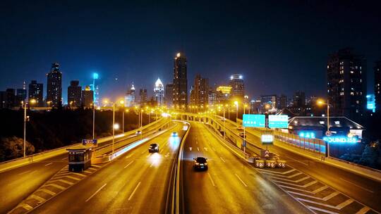 上海延安高架夜景航拍