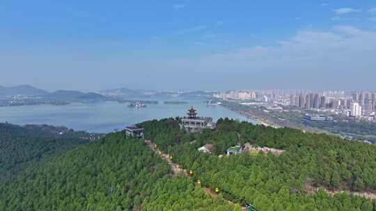 航拍徐州市云龙湖风景区云龙山观景台