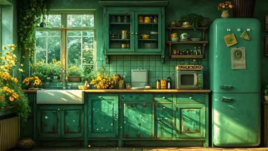 魔法小屋 治愈系场景 卡通风格厨房建筑
