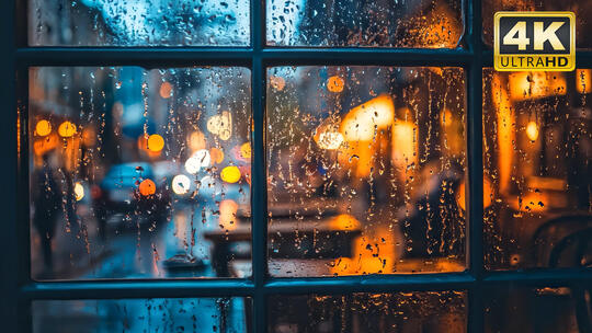 城市雨景夜景暴雨车辆行驶街景交通雨夜