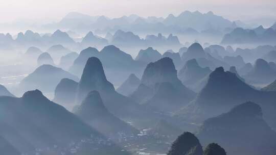 桂林山水漓江风光航拍