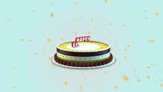 有趣彩色生日快乐蛋糕蜡烛展示AE模板