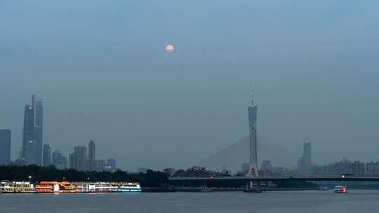 广州珠江海印大桥月升4K