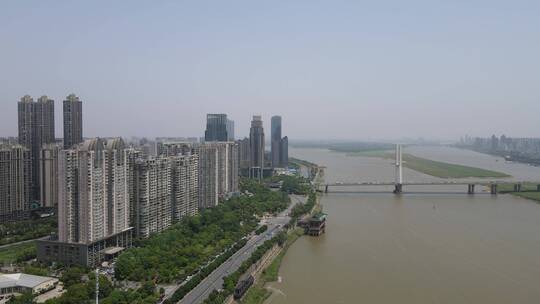 航拍城市建筑高楼交通桥梁地标风景