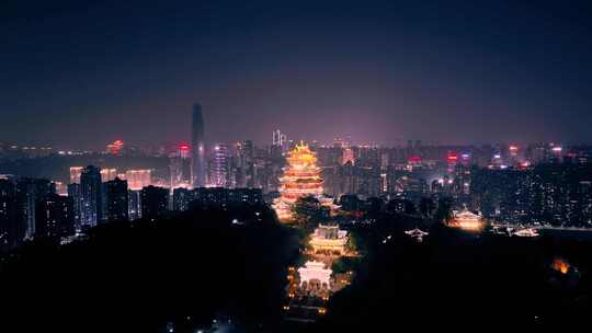 航拍重庆鸿恩寺夜景