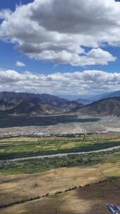 高清竖屏航拍西藏日喀则木南县桑珠孜美景