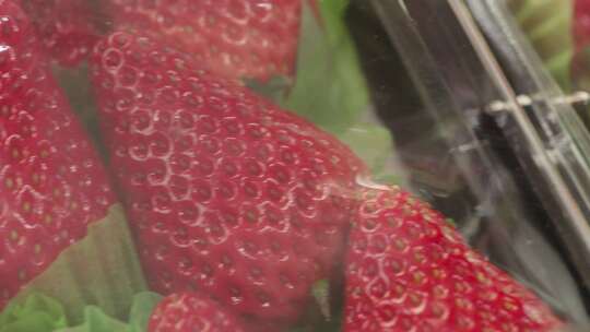 超市货架新鲜草莓特写视频素材模板下载