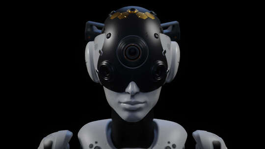 人工智能完整下载，女性机器人肖像。阿尔法