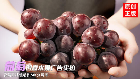 新鲜葡萄巨峰葡萄紫葡萄创意水果广告实拍