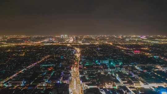 江苏苏州城市夜景航拍移动延时