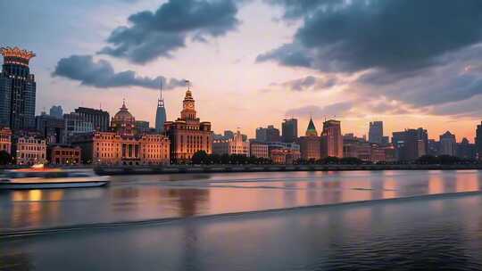 上海外滩黄昏城市风光