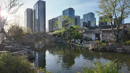 延时实拍椒江葭沚老街池塘