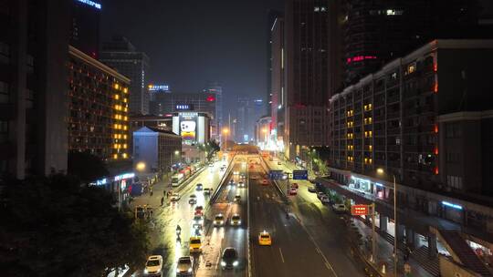 重庆红锦大道夜景航拍视频素材模板下载