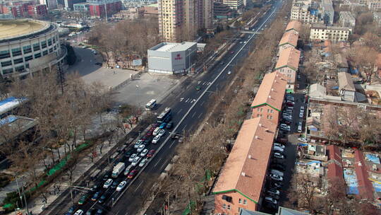 北京商业城市街道交通航拍