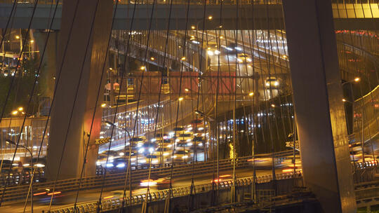 城市高架桥道路交通车流夜景
