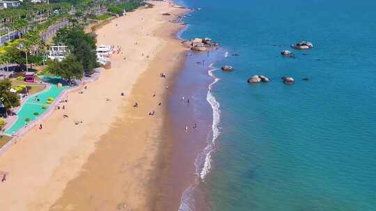 东海大海海边海水海浪沙滩海滩航拍风景唯美