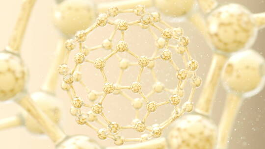 金色的透明分子 3D渲染