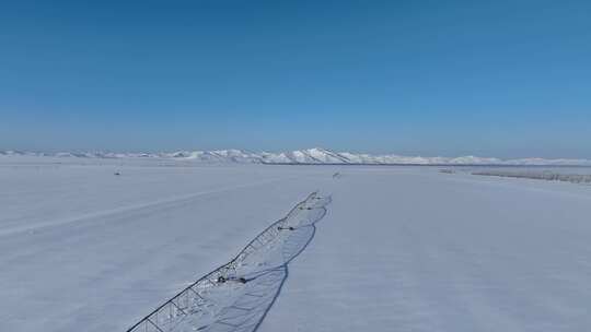 航拍内蒙古垦区雪原风光