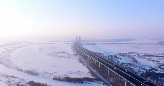 4K航拍黑龙江哈尔滨阳明滩大桥