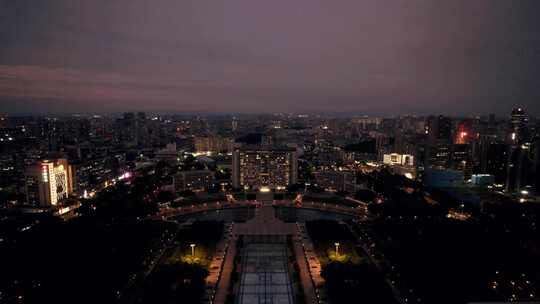 东莞市政府夜景航拍