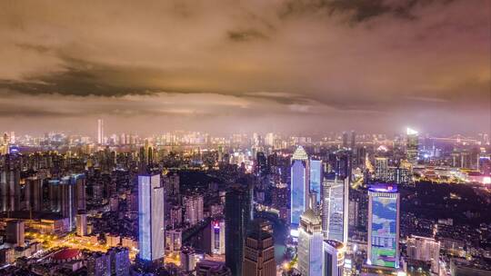 【正版素材】武汉西北湖夜景航拍延时