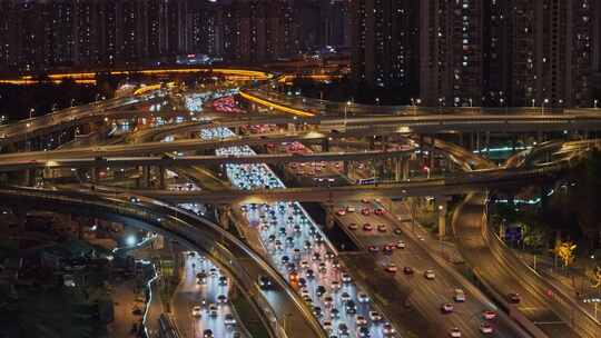 成都娇子立交三环路夜景震撼超高清航拍