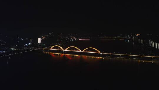 航拍湘江福元路大桥夜景