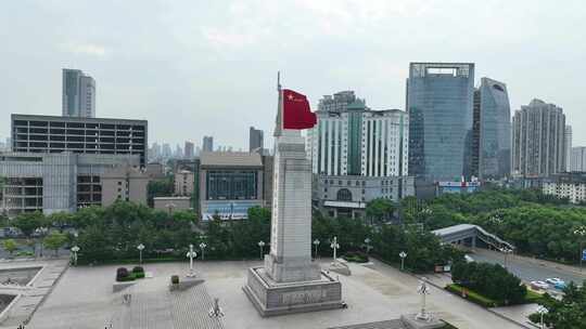 南昌市八一广场航拍八一南昌起义纪念塔建筑