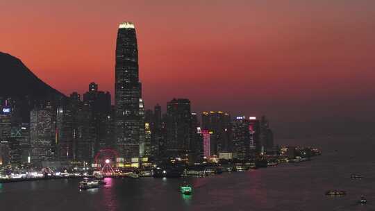 香港维多利亚港夕阳航拍log素材视频素材模板下载
