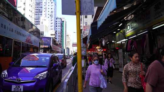 行走在香港街头行人第一视角香港街道人文