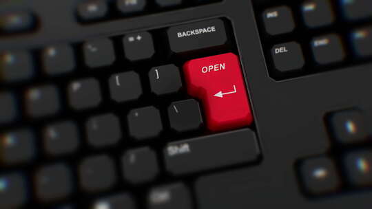 打开键盘上的红色按钮。手指按下打开。点击