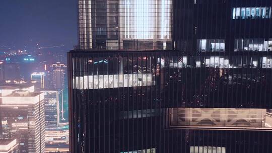 郑州双子塔夜景航拍视频素材模板下载