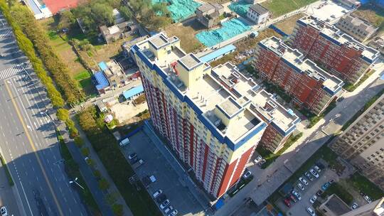 航拍陕西城市现代化发展建筑