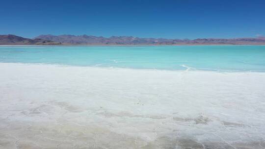 航拍西藏结晶了的扎布耶茶卡盐湖