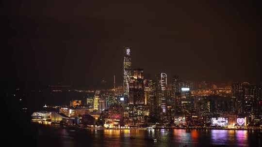 太平山顶看香港夜景晚上城市建筑夜晚风光